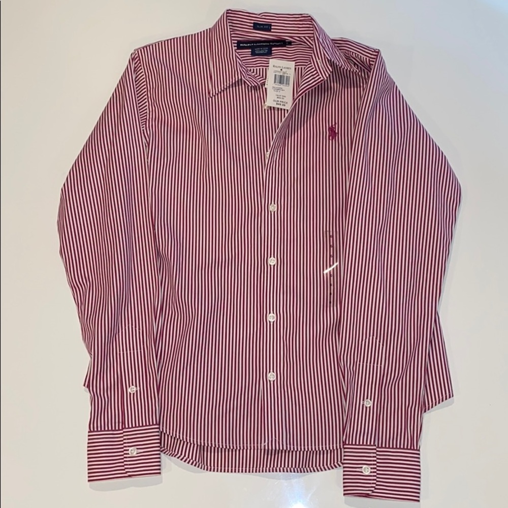 NWT Ralph Lauren Sport size 6 Striped Button Down